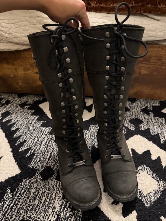 Harley-Davidson Shoes - Harley-Davidson Black Lace-Up Knee-High Motorcycle Boots